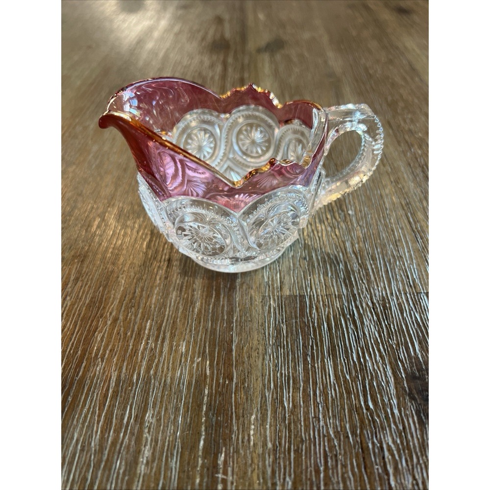 RARE  U.S. Glass Co."Regal" Creamer Pitcher, Rose Gold Stain Pitcher, Depression